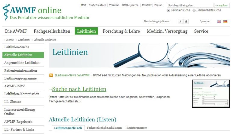 AWMF S1-Leitlinie Screening, Diagnose, Behandlung Und Klinischem ...